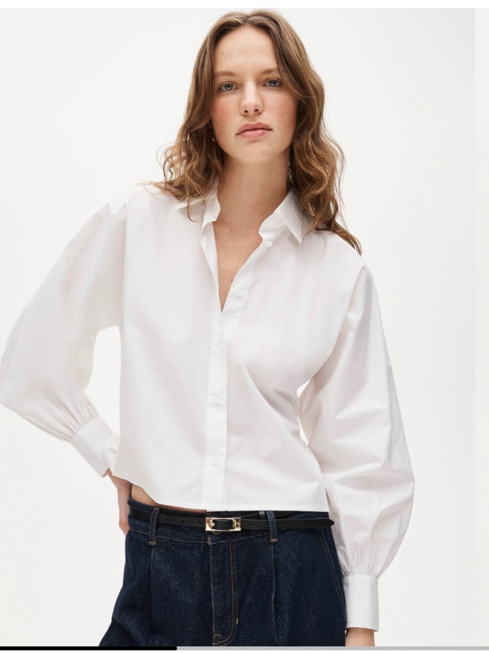 J. Crew Dolman-sleeve button-up shirt in cotton poplin - White